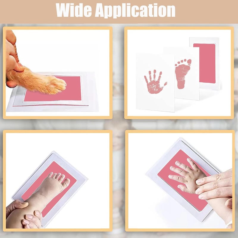 LelonHo Inkless Hand and Footprint Kit Clean Touch Ink Pad for Newborn Baby Pet Paw Print Kit(4 Ink Pads,8 Imprint Cards) (4 Pack Pink) - Image 4